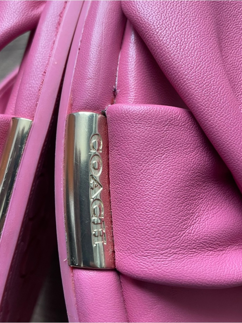 COACH Brooklyn Bright Barbie Pink and Gold Leather Sandals Slides - Picture 4 of 8